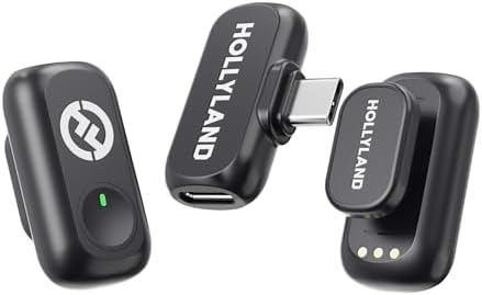 Hollyland Lark A1 Wireless Mini Microphone for iPhone 14/13/12  2TX   Lightning RX  48kHz/24 bit  3 Level Intelligent Noise Cancel  Magnetic Microphone for YouTube  Podcast  Vlogging  Black 