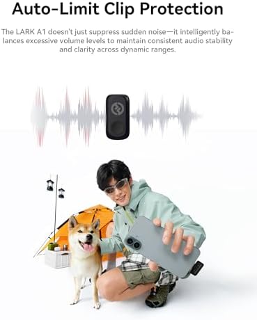 Hollyland Lark A1 Wireless Mini Microphone for iPhone 14/13/12  2TX   Lightning RX  48kHz/24 bit  3 Level Intelligent Noise Cancel  Magnetic Microphone for YouTube  Podcast  Vlogging  Black 
