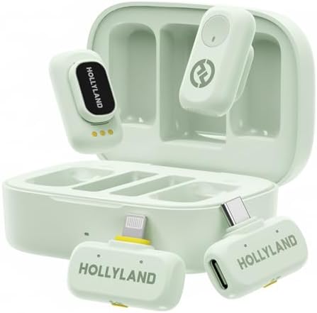 Hollyland Lark A1 Wireless Mini Microphone for iPhone 14/13/12  2TX   Lightning RX  48kHz/24 bit  3 Level Intelligent Noise Cancel  Magnetic Microphone for YouTube  Podcast  Vlogging  Black 