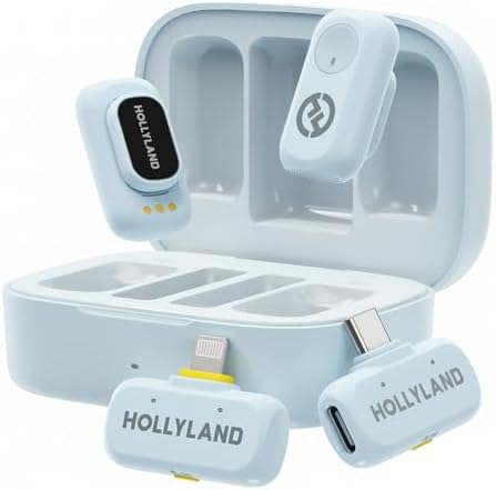 Hollyland Lark A1 Wireless Mini Microphone for iPhone 14/13/12  2TX   Lightning RX  48kHz/24 bit  3 Level Intelligent Noise Cancel  Magnetic Microphone for YouTube  Podcast  Vlogging  Black 