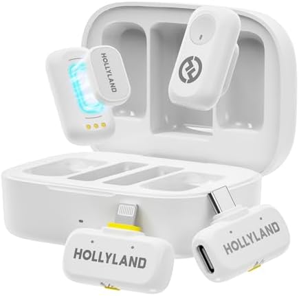 Hollyland Lark A1 Wireless Mini Microphone for iPhone 14/13/12  2TX   Lightning RX  48kHz/24 bit  3 Level Intelligent Noise Cancel  Magnetic Microphone for YouTube  Podcast  Vlogging  Black 