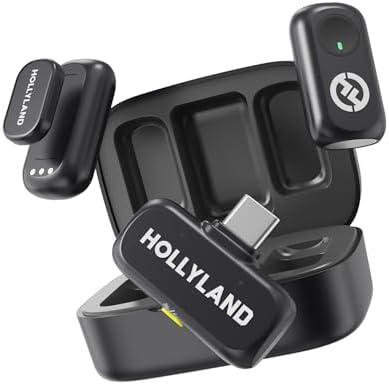 Hollyland Lark A1 Wireless Mini Microphone for iPhone 14/13/12  2TX   Lightning RX  48kHz/24 bit  3 Level Intelligent Noise Cancel  Magnetic Microphone for YouTube  Podcast  Vlogging  Black 