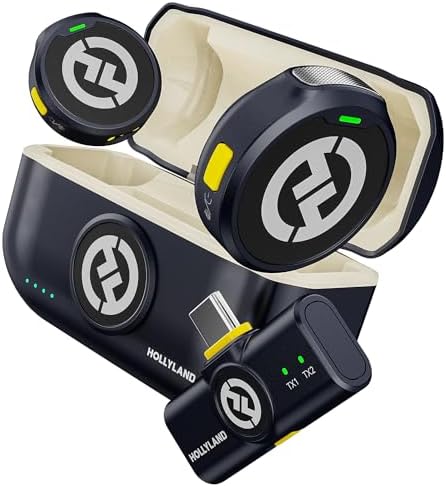 Hollyland Lark M2 Wireless Microphone for iPhone15/16/17&Android  USB C Mini Lapel Microphone Wireless  1000ft Range  Hi Fi Audio  Noise Cancellation  30H Battery for Video Recording  Streaming