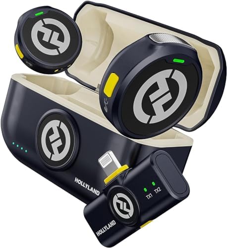 Hollyland Lark M2 Wireless Microphone for iPhone/Camera/Android/PC  48kHz/24 bit High Fidelity Audio  300m Range  Noise Cancelling  40h Use  YouTube  Vlog  Streaming  Black  with Camera RX   USB C RX