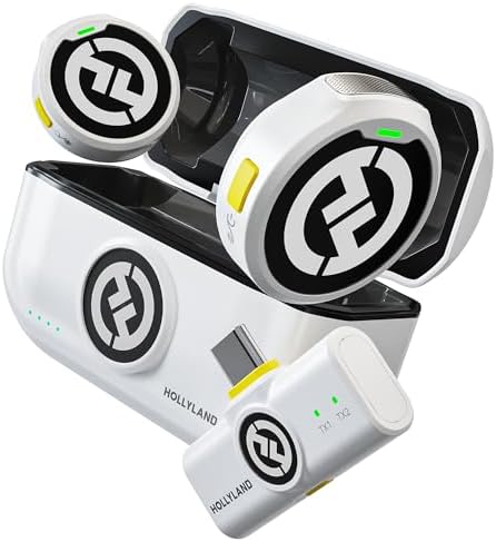 Hollyland Lark M2 Wireless Microphone for iPhone/Camera/Android/PC  48kHz/24 bit High Fidelity Audio  300m Range  Noise Cancelling  40h Use  YouTube  Vlog  Streaming  Black  with Camera RX   USB C RX