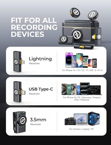 Hollyland Lark M2 Wireless Microphone for iPhone/Camera/Android/PC  48kHz/24 bit High Fidelity Audio  300m Range  Noise Cancelling  40h Use  YouTube  Vlog  Streaming  2TX   3RX   Charging Case