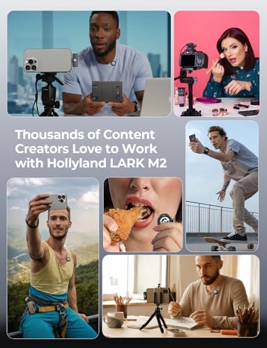 Hollyland Lark M2 Wireless Microphone for iPhone/Camera/Android/PC  48kHz/24 bit High Fidelity Audio  300m Range  Noise Cancelling  40h Use  YouTube  Vlog  Streaming  2TX   3RX   Charging Case