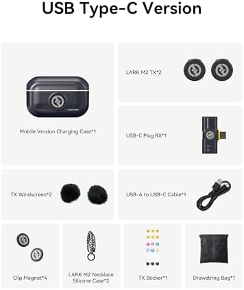Hollyland Lark M2 Wireless Microphone for iPhone15/16/17&Android  USB C Mini Lapel Microphone Wireless  1000ft Range  Hi Fi Audio  Noise Cancellation  30H Battery for Video Recording  Streaming
