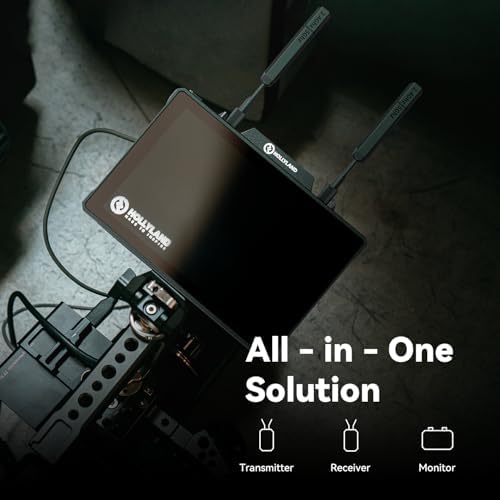 Hollyland Pyro 7 Wireless Video Transmitter & Receiver & 7 inch Camera Field Monitor HDMI & SDI 1300ft Range  60ms Latency Auto Dual Band Hopping with Waveform  LUTs  Recording  Vector Scope Solo kit