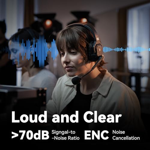 Hollyland Solidcom SE Full Duplex 4 Users ENC Noise Cancellation Wireless Intercom Headset System 1100ft Team Communication with PTT Mute Single Ear Headset for TV Film Production  2 4GHz Version