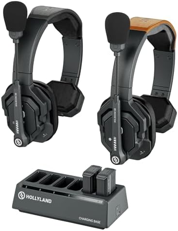 Hollyland Solidcom SE Full Duplex 5 Users ENC Noise Cancellation Wireless Intercom Headset System 1100ft Team Communication with PTT Mute Single Ear Headset for TV Film Production  2 4GHz Version