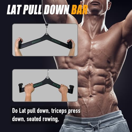 Home Gym Fitness Rowing T bar V bar Pulley Cable Machine Attachment  Bicep Curl Tricep Lat pulldown Bar Back Strength Training Handle Grips Lat Pull Down Bar for Seat Row Workout