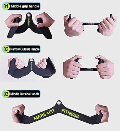 Home Gym Fitness Rowing T bar V bar Pulley Cable Machine Attachment  Bicep Curl Tricep Lat pulldown Bar Back Strength Training Handle Grips Lat Pull Down Bar for Seat Row Workout