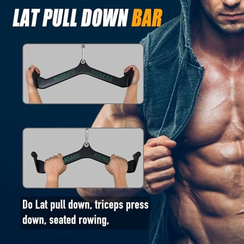 Home Gym Fitness Rowing T bar V bar Pulley Cable Machine Attachment  Bicep Curl Tricep Lat pulldown Bar Back Strength Training Handle Grips Lat Pull Down Bar for Seat Row Workout
