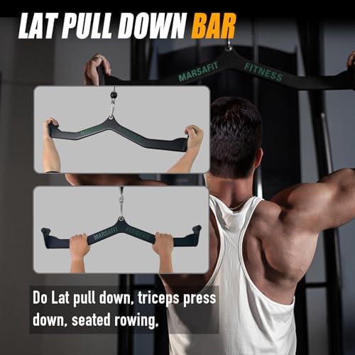 Home Gym Fitness Rowing T bar V bar Pulley Cable Machine Attachment  Bicep Curl Tricep Lat pulldown Bar Back Strength Training Handle Grips Lat Pull Down Bar for Seat Row Workout