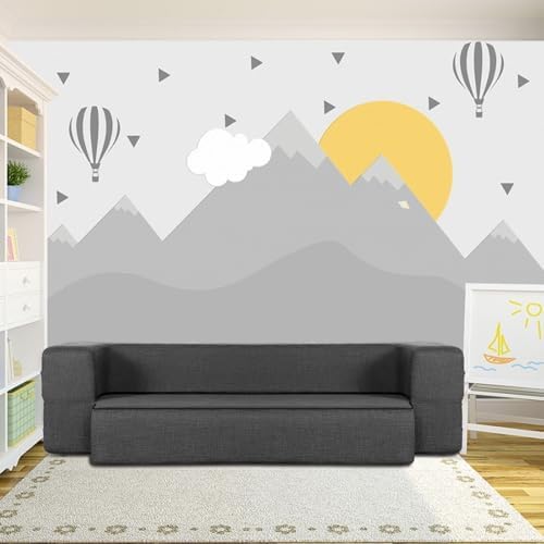 HonTop 8 Inch Folding Sofa Bed Couch Queen Memory Foam Convertible Futon Sleeper Chair Foam Bed for Bedroom Living Room Guest  Dark Grey