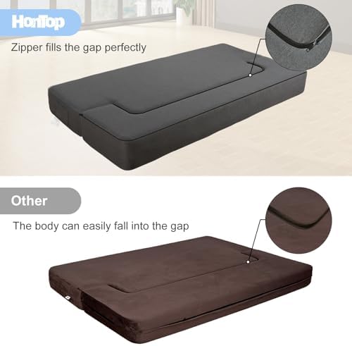 HonTop 8 Inch Folding Sofa Bed Couch Queen Memory Foam Convertible Futon Sleeper Chair Foam Bed for Bedroom Living Room Guest  Dark Grey