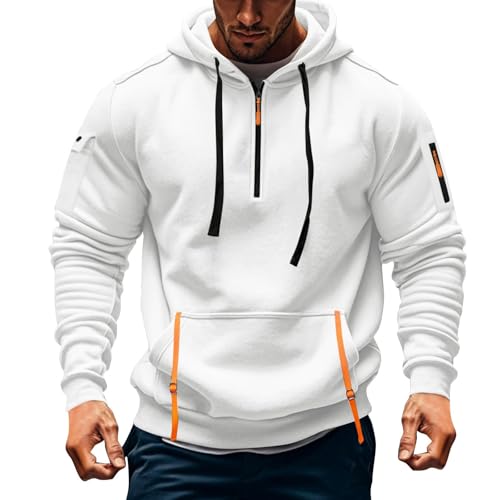 Hoodies for Men Quarter Zip Oversized Pullover Sweatshirts Fall 2025 Loose Fit Casual Hooded with Pocket