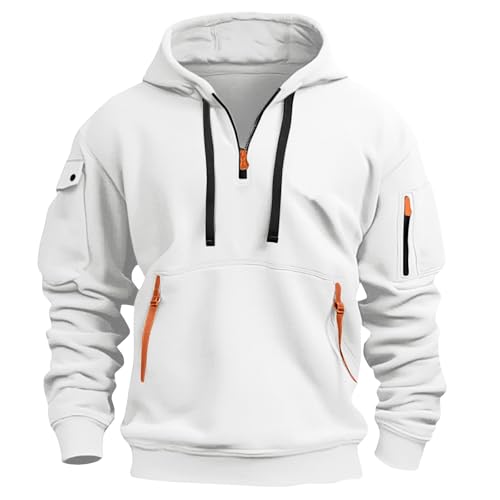 Hoodies for Men Quarter Zip Oversized Pullover Sweatshirts Fall 2025 Loose Fit Casual Hooded with Pocket
