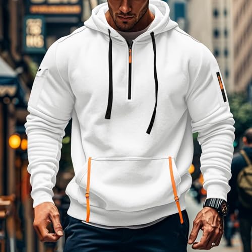 Hoodies for Men Quarter Zip Oversized Pullover Sweatshirts Fall 2025 Loose Fit Casual Hooded with Pocket