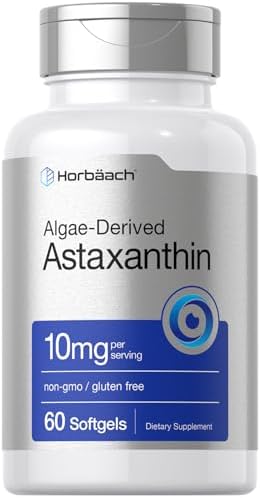 Horb ach Astaxanthin 10mg   60 Softgels   Algae Derived Formula   Non GMO  Gluten Free Supplement