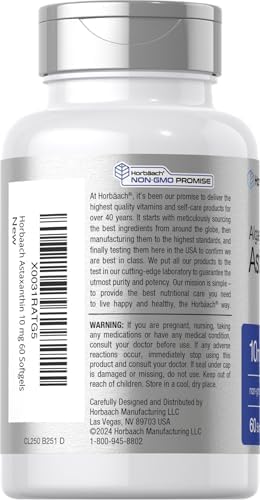 Horb ach Astaxanthin 10mg   60 Softgels   Algae Derived Formula   Non GMO  Gluten Free Supplement