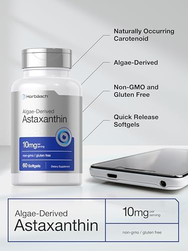 Horb ach Astaxanthin 10mg   60 Softgels   Algae Derived Formula   Non GMO  Gluten Free Supplement