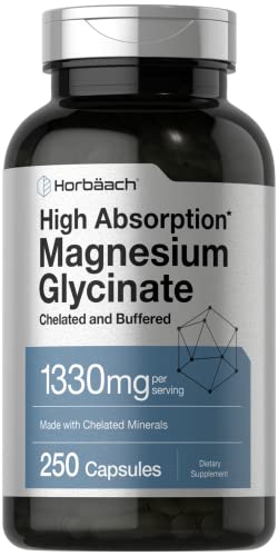 Horb ach Buffered Magnesium Glycinate   1330mg   250 Capsules   with Chelated Minerals   Non GMO  Gluten Free