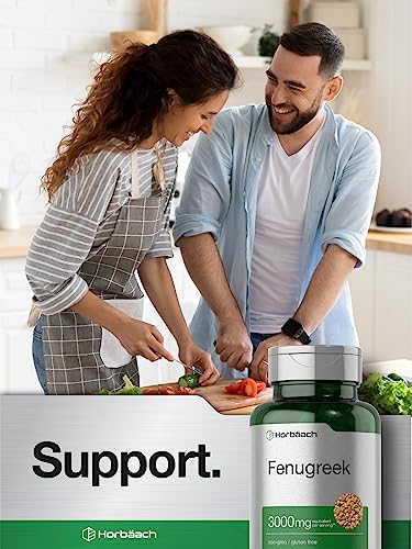 Horbäach Cápsulas de fenogreco 3000 mg | 150 unidades | Extracto sin OMG y sin gluten | Semillas de fenogreco