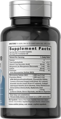 Horb ach Glucosamine Chondroitin   Plus MSM & Turmeric   180 Coated Caplets   Non GMO  Gluten Free Supplement