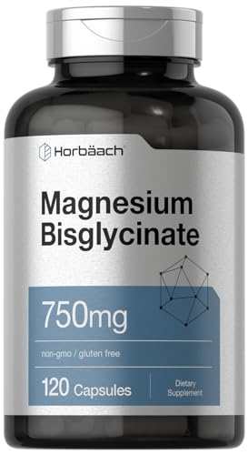 Horb ach Magnesium Bisglycinate   120 Capsules   750mg   Non GMO and Gluten Free Supplement