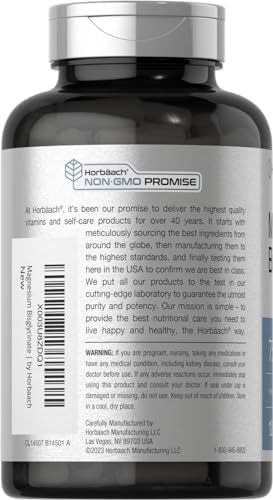 Horb ach Magnesium Bisglycinate   120 Capsules   750mg   Non GMO and Gluten Free Supplement