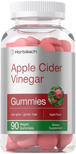 Horbäach Gomitas veganas de vinagre de sidra de manzana | 90 unidades | Suplemento ACV | Sabor a manzana | Gomitas sin OMG, sin gluten para adultos