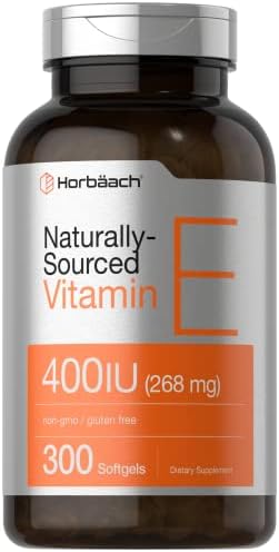 Horb ach Vitamin E Softgel Capsules   400 iu   268mg   300 Count   Non GMO and Gluten Free Naturally Sourced Formula   D Alpha Tocopherol