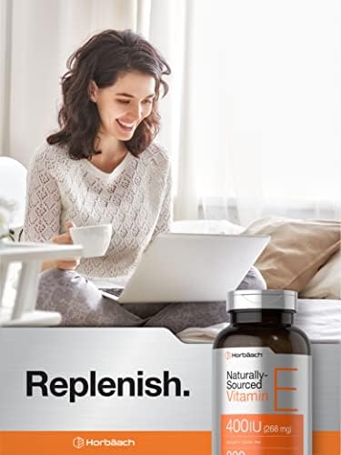 Horb ach Vitamin E Softgel Capsules   400 iu   268mg   300 Count   Non GMO and Gluten Free Naturally Sourced Formula   D Alpha Tocopherol