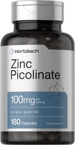 Horb ach Zinc Picolinate 100mg   180 Capsules   High Potency   Non GMO  Gluten Free   Zinc Supplement
