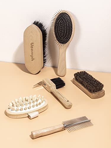 Horse Grooming Kit  12 Piece   Brushes  Storage Bag  Sweat Scraper  Mane Comb  Grooming Gloves  Horse Gift for Girls  Black