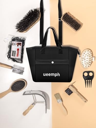 Horse Grooming Kit  12 Piece   Brushes  Storage Bag  Sweat Scraper  Mane Comb  Grooming Gloves  Horse Gift for Girls  Black