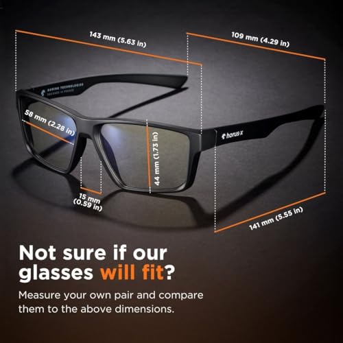 Horus X   Gaming Glasses   Blue Light Blocking Computer Screen Glasses   Anti Fatigue & Eyestrain for Men and Women