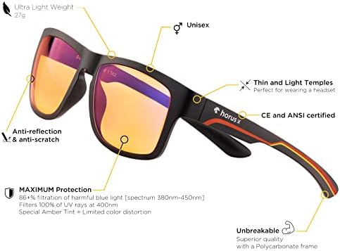 Horus X     Kids Blue Light Blocking Glasses   Gaming glasses   Screen Protection for boys and girls   Amber