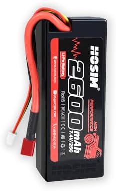 Hosim 2PCS 2S 7 4V 2600mAh Lipo Battery 25C with 1 USB Chargers & 1 Battery Strap RC Car Truck RC Vehicles Boat Battery Fit for X08 X07 X07W High Speed RC Cars 1/10 Scale