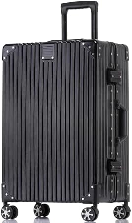 HotWay 28 Inch Checked in Luggage with Aluminum Frame  PC Hard Shell Suitcase with Spinner Wheels and TSA Lock  Large Suitcase for Business Travel  Black