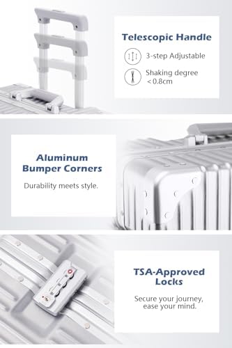 HotWay 28 Inch Checked in Luggage with Aluminum Frame PC Hard Shell Suitcase with Spinner Wheels and TSA Lock  Large Suitcase for Business Travel