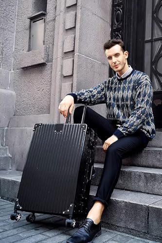 HotWay 3 Piece Luggage Sets with Aluminum Frame  PC Hard Shell Suitcase with Spinner Wheels and TSA Lock  Large Suitcase for Travel  Black