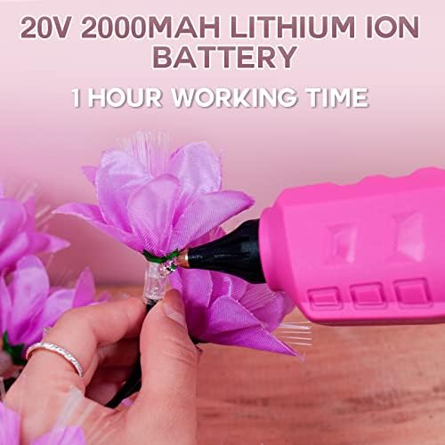 Hot Glue Gun  20V Pink Cordless Glue Gun with 30 PCS Full Size Glue Sticks  2Ah Rechargeable Battery Glue Gun Kit for DIY  Arts & Craft  Decorations  Gift for Women