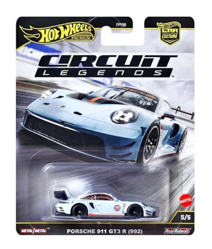 Hot Wheels Circuit Legends - Juego de carreras fundido a presión – Porsche, Ferrari, Ford y Subaru, escala 1:64, edades 3 + (paquete de 5) FPY86-961K