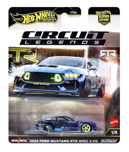 Hot Wheels Circuit Legends - Juego de carreras fundido a presión – Porsche, Ferrari, Ford y Subaru, escala 1:64, edades 3 + (paquete de 5) FPY86-961K