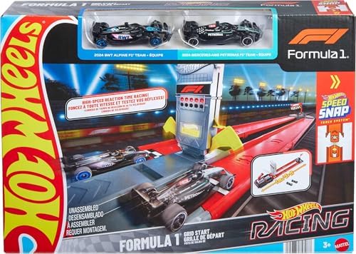 Hot Wheels Racing Formula 1 Toy Car Track Set  Race the 2 1 64 Scale Die Cast Officially Licensed F1 Vehicles on Side By Side Track  Grid Start