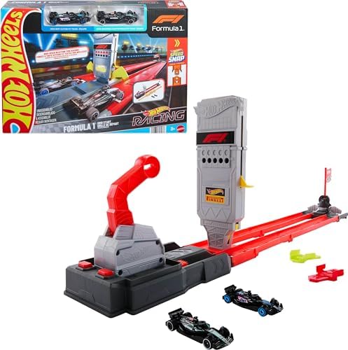 Hot Wheels Racing Formula 1 Toy Car Track Set  Race the 2 1 64 Scale Die Cast Officially Licensed F1 Vehicles on Side By Side Track  Grid Start