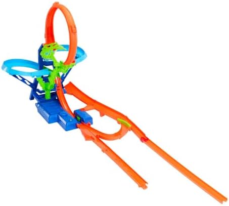 Hot Wheels Toy Car Track Set  Stunt Track Mid Air Crash with 1 64 Scale Die Cast Toy Car  Motorized Booster for Non Stop Stunting & Racing
